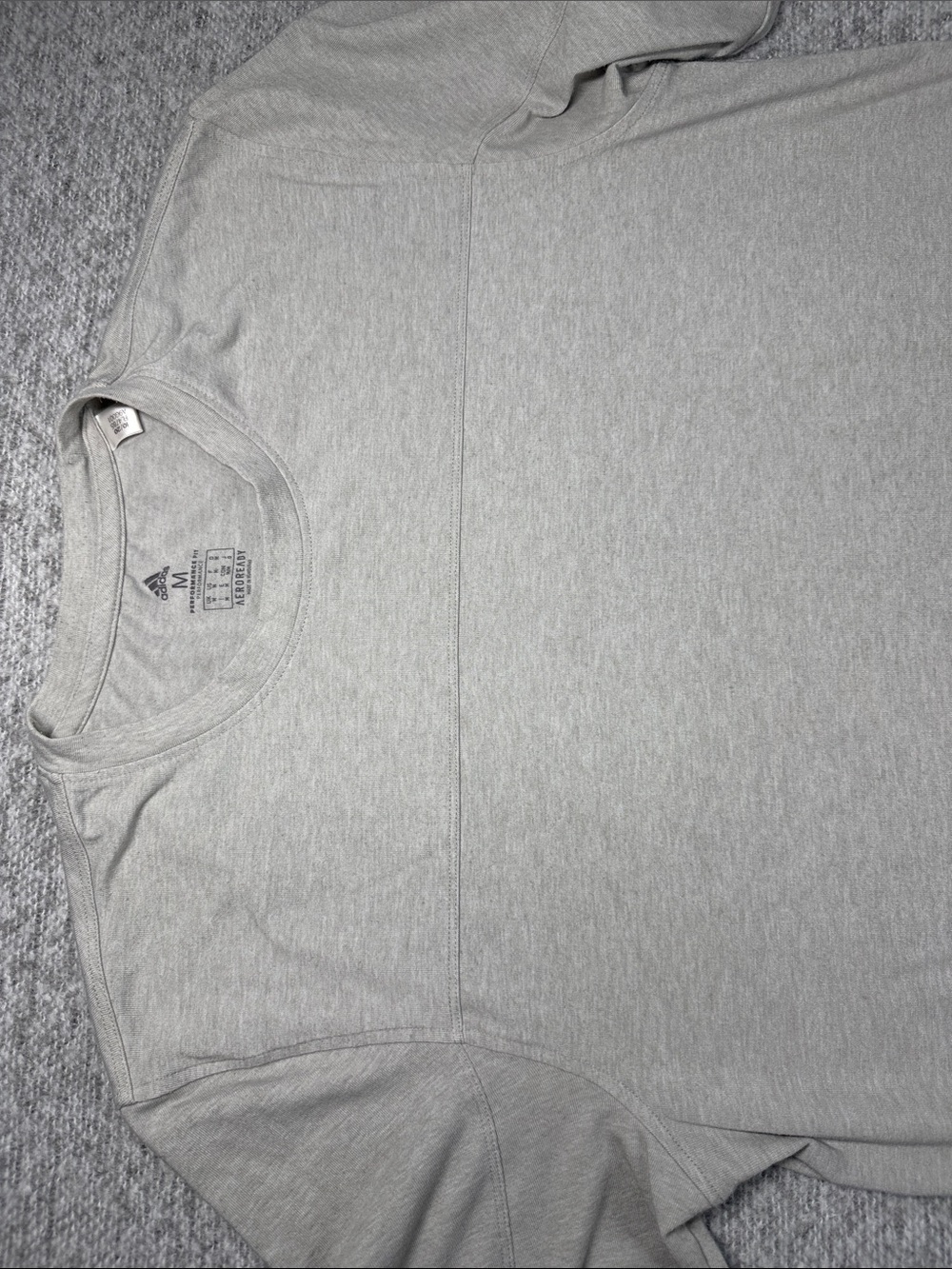 adidas Men’s Heather Light Gray Short Sleeve Crew Tee Aeroready Size M - Picture 5 of 11